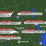 graphic illustrates map of 6 houston shootings