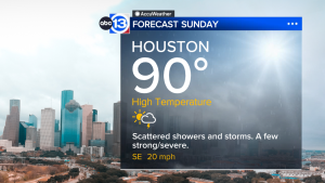 graphic of weather update for Sunday in Houston