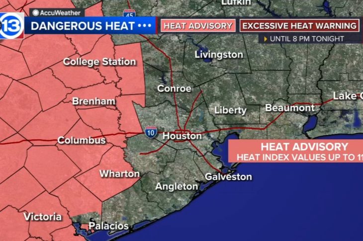 Dangerous heat projected in weather forecast graphic