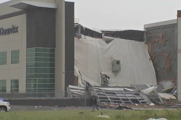 Quantex building in Baytown County suffered damage due to storms