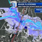 Flod map shows predicted level of flodo waters at 6 feet for certain Houston metropolitan areas
