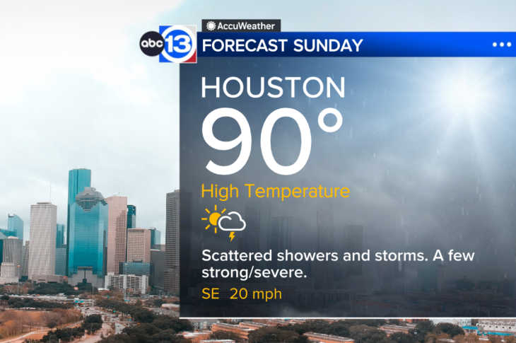 graphic of weather update for Sunday in Houston